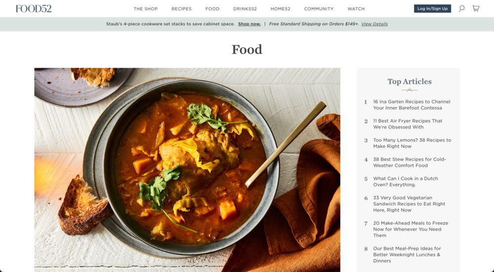 Food52 Blog Website